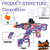 Gel Blaster - AK-Style  - Graffiti - compleet set - oplaadbaar - 30CM + 2 zakjes gelballen (11.000 balletjes)