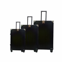 Koffer zwart met harde schaal, PC ABS aluminium 4 metalen hoeken voor bescherming  66 cm