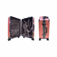 Kofferset Licht roze met harde schaal, PC ABS aluminium&nbsp; 2 delig&nbsp;Grote koffer + handbagage 
