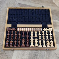 Chess &amp; Checkers Set - Schaken en dammen 2in1 - 38X38CM - beuken hout 