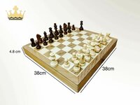 Chess Houten schaakbord set - 38x38cm - ingebouwde opberglade + Extra Koninginnen