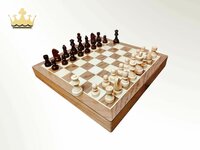 Chess Houten schaakbord set - 38x38cm - ingebouwde opberglade + Extra Koninginnen