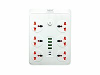 Premium Stekkerdoos met 6 Stekkers en 6 USB ingangen + 2 USB-C 20W Snellader 185 cm Kabel 