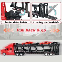 Vrachtwagen - DIE-CAST - autotransporter&nbsp;+ 2 mini auto's 3in1 - pull-back drive Truck R