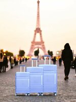 Large XL suitcase 75cm - up to 35kg - 4 wheels 360 degree spinner light blue - 100% polypropylene - 2025 edition