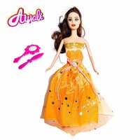 Prinsessen-pop met een leuke outfit en unieke stijl - Met prachtige Oranje galajurk 29CM