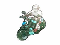 Race motorfiets speelgoed - met sirene en licht  - frictie aandrijving Groen