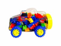 Speelgoed bouwstenen + auto 100 stuks Bouwstenen - Multikleur Speelgoed Bouwblokjes - In Auto Box
