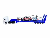 Vrachtwagen Ambulance + auto en helikopter - DIE-CAST - autotransporter + 2 mini auto's 3in1