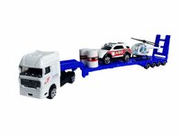 Vrachtwagen Ambulance + auto en helikopter - DIE-CAST - autotransporter + 2 mini auto's 3in1