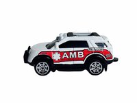 Vrachtwagen Ambulance + auto en helikopter - DIE-CAST - autotransporter + 2 mini auto's 3in1