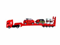 DIE-CAST - Vrachtwagen brandweerauto's - autotransporter + 2 mini auto's 3in1