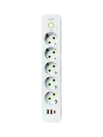 Stekkerdoos met 5 Stopcontacten, 2 USB-poorten + 1 USB-C - 2500W &ndash; 3 Meter &ndash; Wit &ndash; Lucky Hawk