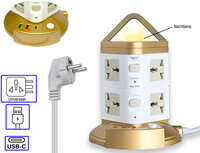 Stekkerdoos met USB-C - Met Schakelaar - 8 Stopcontacten - 3 USB Poorten + LED nachtlampje- Snellader - 1.9M Universeel 