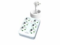 Stekkerdoos met 6 Stopcontacten, 2 USB-poorten + 1 USB-C - 2500W &ndash;2 Meter &ndash; Wit &ndash; Lucky Hawk