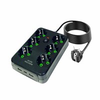 Stekkerdoos met 6 Stopcontacten, 2 USB-poorten + 1 USB-C - 2500W - 2 Meter - zwart -Lucky Hawk