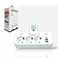 EU-stekkerdoos met 3 stopcontacten, 2 USB-poorten + 1 USB-C - 2500W