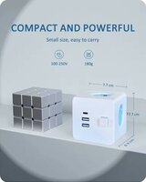 Cube Socket 7-in-1 Stekkerdoos - 4 stopcontacten met 2 USB 1 Type-C poorten