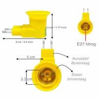 Stekker EU met E27 fitting + aan/uit schakelaar E27 - geel-