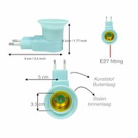 Stekker EU met E27 fitting + aan/uit schakelaar E27 - Groen -