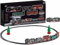 Elektrische trein - Klassieke - Met wagons, rails en ledverlichting - Spoorrijtuig - 19 onderdelen vintage trein