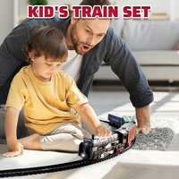 Elektrische trein - Klassieke Stoomlocomotief - Met Wagons, Spoor en LED licht - Spoorwegwagen - 23 delen