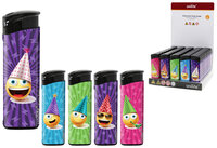 Unilite Emoji Print Lighters - Cheerful Party Bash Lighter - Refillable Fix Flame - 50 pieces per tray