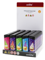 Unilite Emoji Print Lighters - Cheerful Party Bash Lighter - Refillable Fix Flame - 50 pieces per tray
