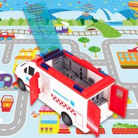 Ambulance speelgoed voertuig 25cm - pull back aandrijving - met sirene-geluid en lichtjes op - S.O.S 112 