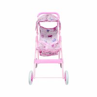 Poppenwagen roze gestipt
