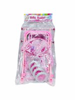 Poppenwagen roze gestipt