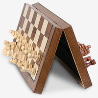 Luxe Magnetische Schaak- en Dambord - 39cm Inklapbare 2-in-1 Houten schaak Set
