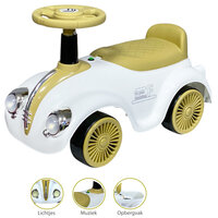 Classic Luxury Retro Car - Loopauto 55CM - Wit - muziek &amp; lichtjes