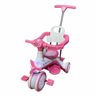 Kinder driewieler met duwstang - Muziek en Licht - Roze