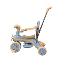 Kinder driewieler met duwstang - Muziek en Licht -Blauw&amp;Bruin
