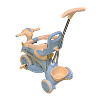 Kinder driewieler met duwstang - Muziek en Licht -Blauw&amp;Bruin