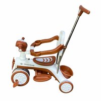 Kinder driewieler met duwstang - Muziek en Licht - Wit&amp;Bruin