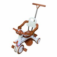 Kinder driewieler met duwstang - Muziek en Licht - Wit&amp;Bruin