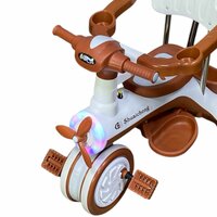 Kinder driewieler met duwstang - Muziek en Licht - Wit&amp;Bruin