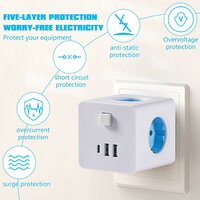 Cube Socket 7-in-1 Stekkerdoos - 4 stopcontacten met 2 USB 1 Type-C poorten