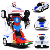 Robot Police Car 2 in 1 robot en auto transformer voertuig politie auto - led licht en geluid 22CM 