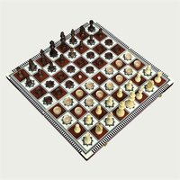Chess - Schaken, Backgammon en Dammen - 3in1 set - 49X49CM - Hout - Opklapbaar bord