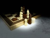 Wooden Chess Checkers set -  Luxe Magnetische 2-in-1 Schaak- en Dambord - Eikenhout - inklapbaar schaakbord