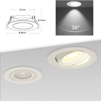 LED Inbouwspot 5W 6500k - wit - verstelbaar spot &oslash;68-75mm