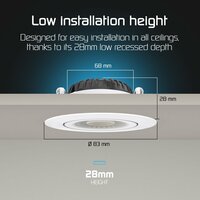 LED Inbouwspot 5W 6500k - wit - verstelbaar spot &oslash;68-75mm
