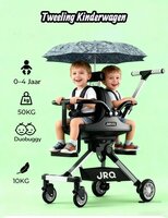 Dubbele Kinderwagen met Parasol &ndash; Lichtgewicht &ndash; Opvouwbaar &ndash; Aluminium Frame &ndash; Met Rem &amp; Demping - Voor 6 Maanden tot 4 Jaar