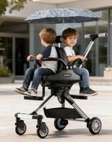 Dubbele Kinderwagen met Parasol &ndash; Lichtgewicht &ndash; Opvouwbaar &ndash; Aluminium Frame &ndash; Met Rem &amp; Demping - Voor 6 Maanden tot 4 Jaar