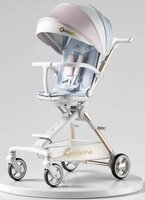 Kinderwagen Kxiaohe  K3 Buggy - Luxe, Lichtgewicht &amp; Inklapbare voor 6 maanden tot 4 Jaar - Wit blauw roze