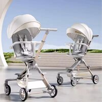 Kinderwagen Kxiaohe  K3 Buggy - Luxe, Lichtgewicht &amp; Inklapbare voor 0-3 Jaar Wit grijs