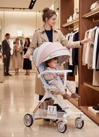 Kinderwagen Kxiaohe  K3 Buggy - Luxe, Lichtgewicht &amp; Inklapbare voor 6 maanden tot 4 Jaar - Wit blauw roze